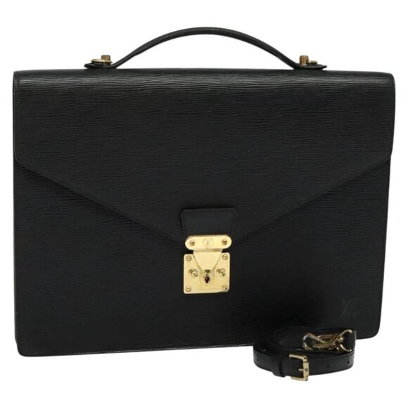 LOUIS VUITTON Epi Porte Documents Bandouliere Black - Picture 1 of 16